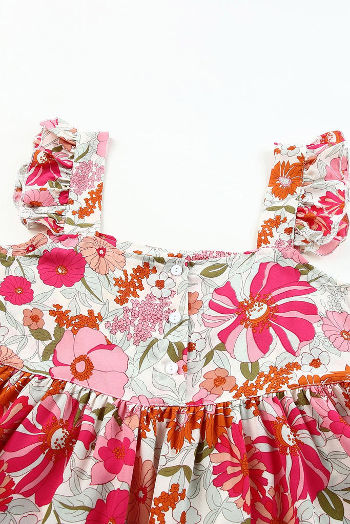 Azalea Floral Square Neck Babydoll Top - L&M Boutique