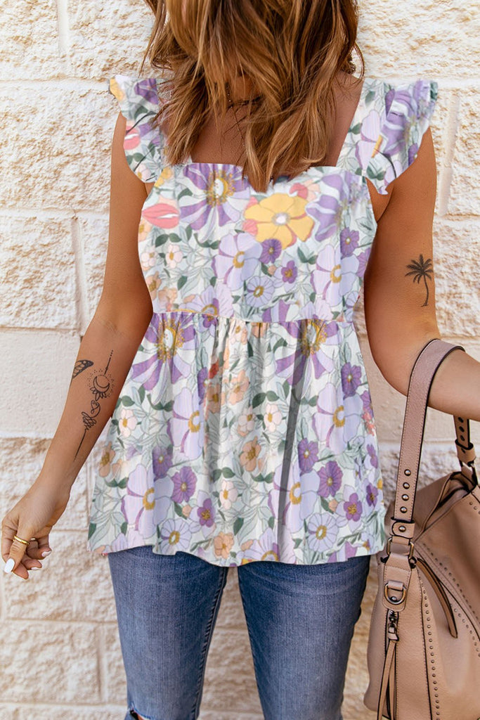 Azalea Floral Square Neck Babydoll Top - L&M Boutique