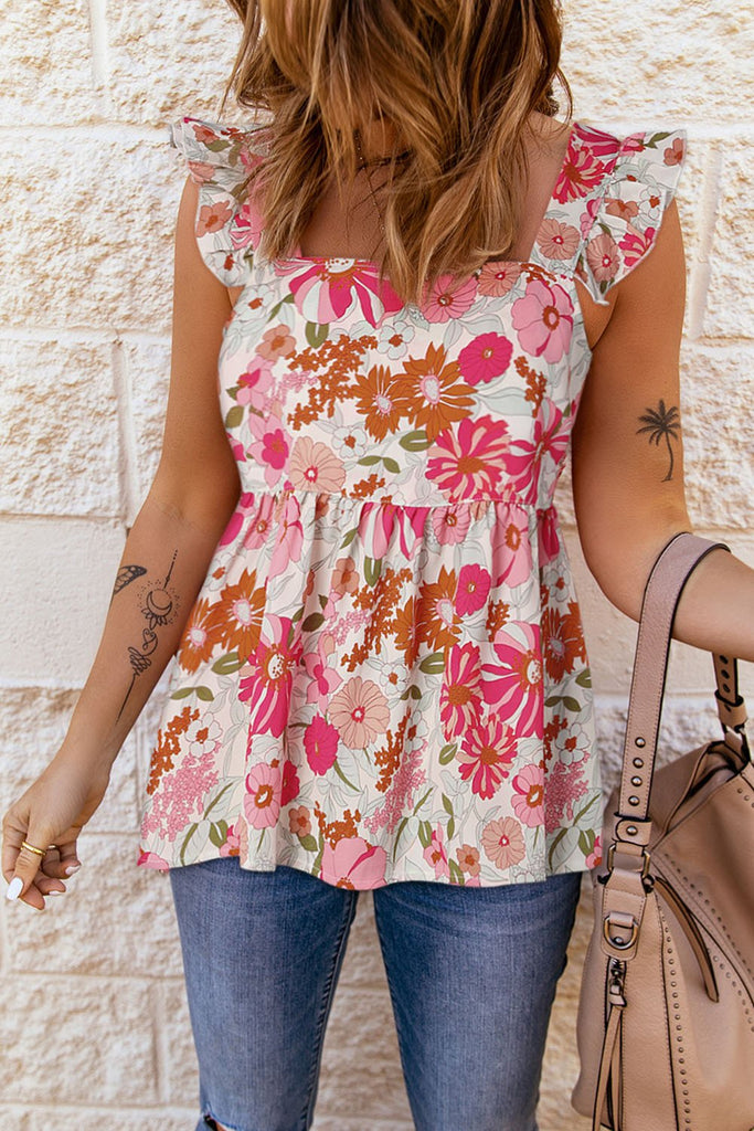 Azalea Floral Square Neck Babydoll Top - L&M Boutique