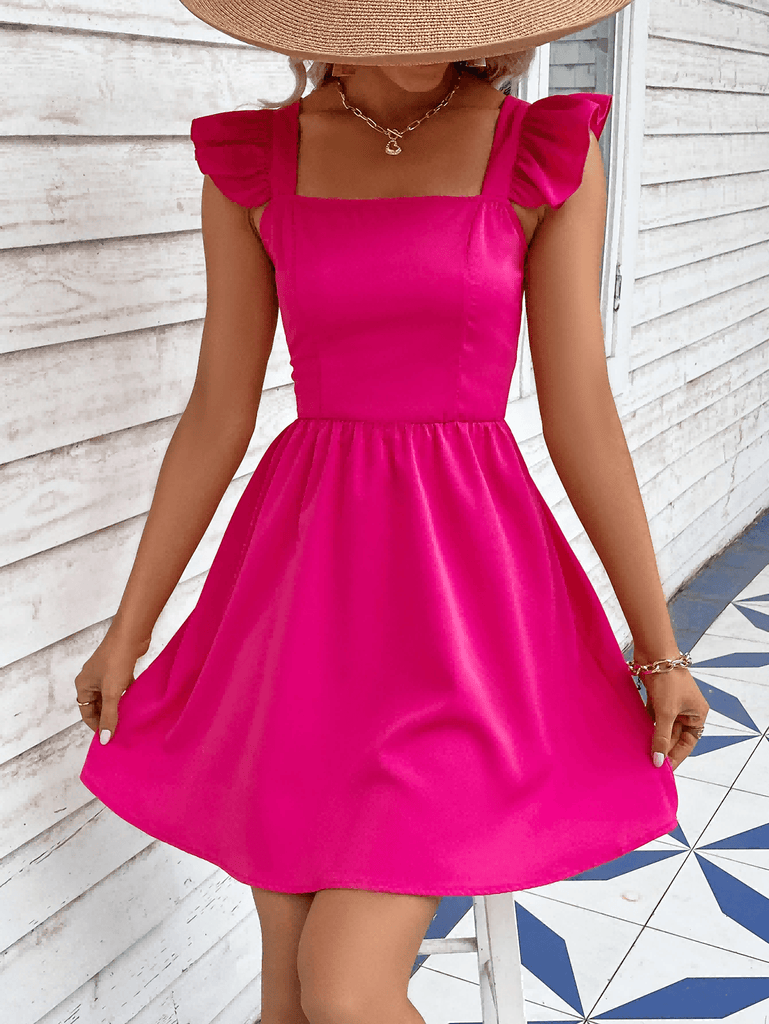 Ruffled Square Neck Dress - L&M Boutique