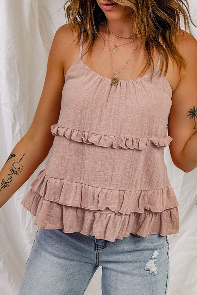 Tyler Ruffled Scoop Neck Sleeveless Cami - L&M Boutique